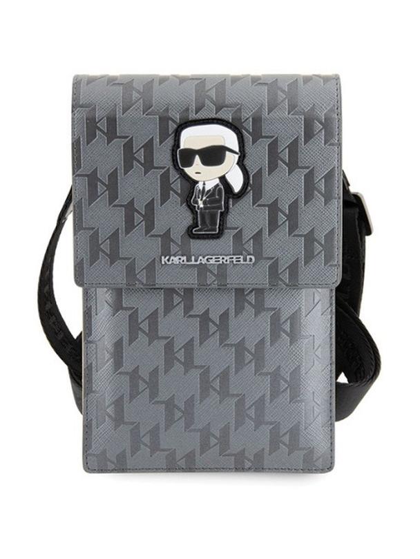 KARL LAGERFELD torebka uniwersalna na telefon KLWBSAKHPKG (Saffiano Mono Ikonik) srebrny