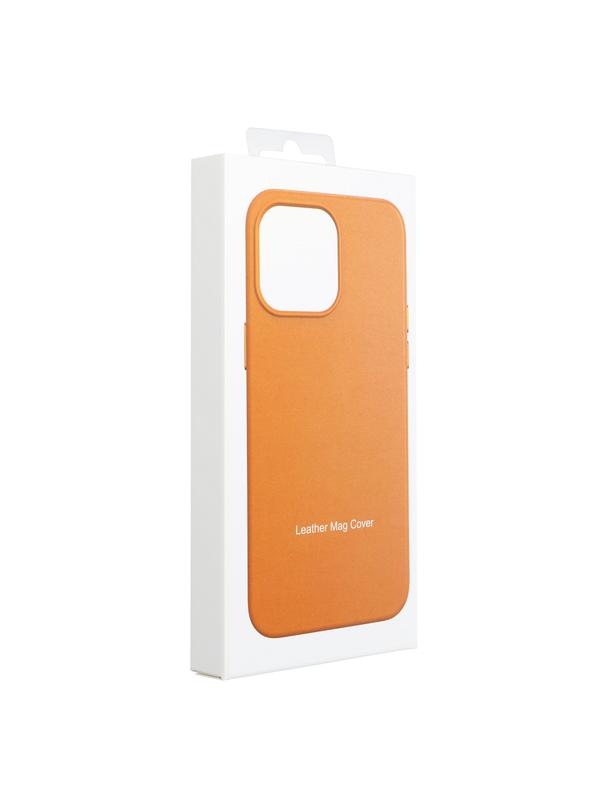 Futerał do iPhone 15 PRO MAX Leather Mag Cover zgodny z MagSafe pomarańczowy