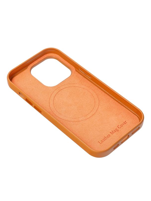 Futerał do iPhone 15 PRO MAX Leather Mag Cover zgodny z MagSafe pomarańczowy