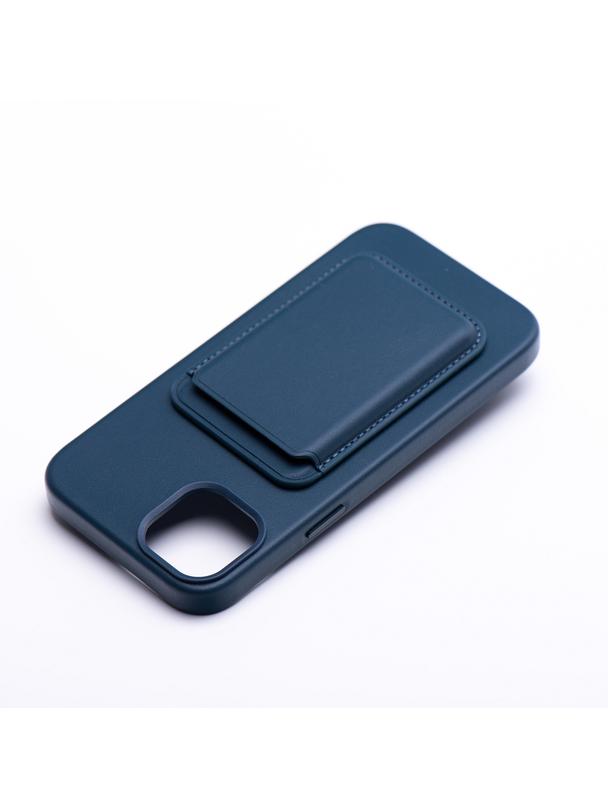 Portfel magnetyczny na karty LEATHER MAG WALLET kompatybilny z MagSafe  niebieski