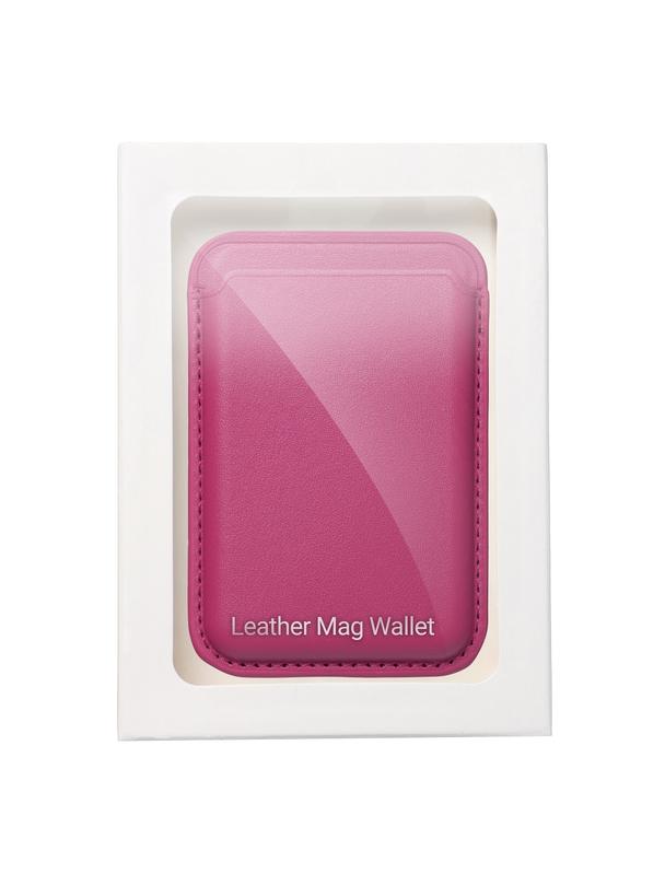 Portfel magnetyczny na karty LEATHER MAG WALLET kompatybilny z MagSafe  różowy