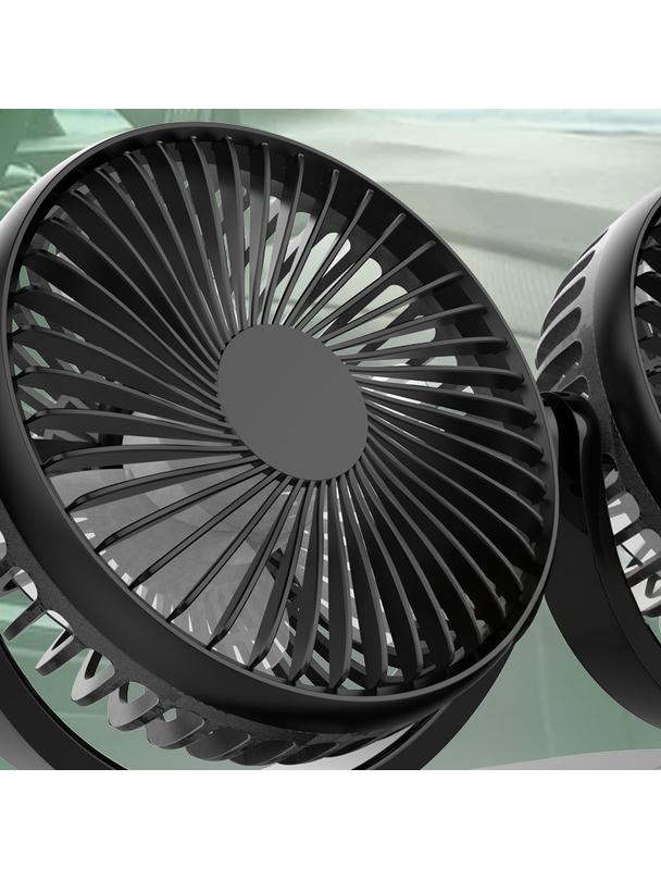 Wiatrak samochodowy podwójny zasialny z USB czarny