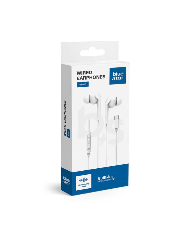 Słuchawki przewodowe douszne USB C (DAC) Blue Star M15C 1,2 m białe