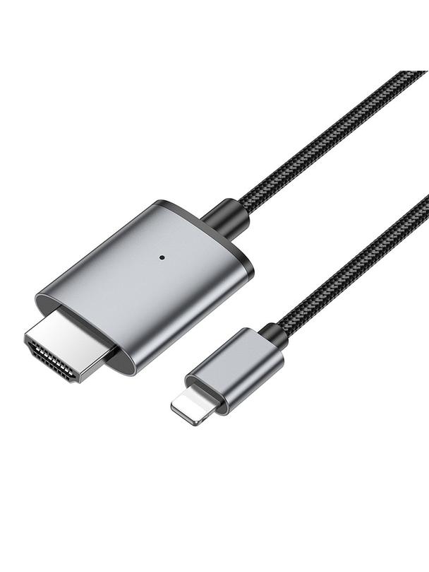 Kabel Lightning do HDMI Hoco 1080p 2 m UA27 stalowy szary