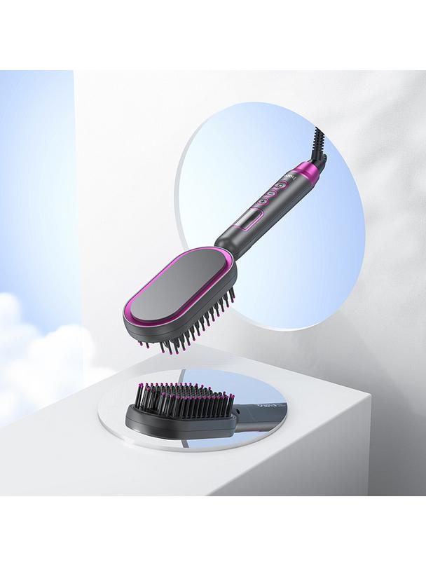 Prostownica do włosów Hoco z grzebieniem oraz wyświetlaczem HP44 czerwony róż