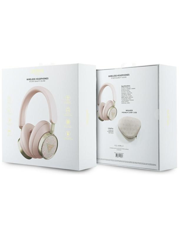 Słuchawki bezprzewodowe nauszne Guess ENC GUBHC15P4MRCTP (4G Triangle Logo) różowe