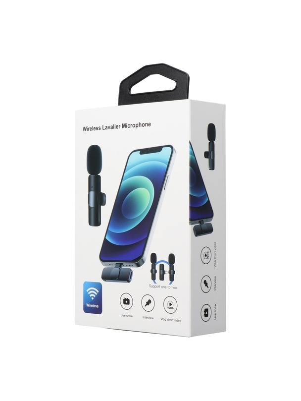 Mikrofon krawatowy bezprzewodowy Typ C podwójny (2 w zestawie) K1 czarny