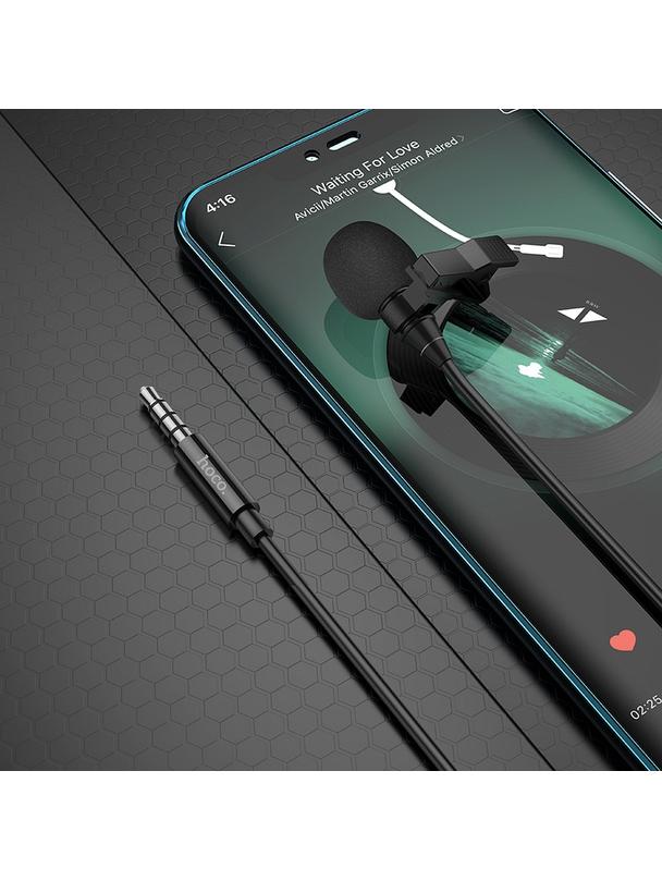 EOL Mikrofon krawatowy przewodowy Jack 3,5mm Hoco 2 m L14 czarny