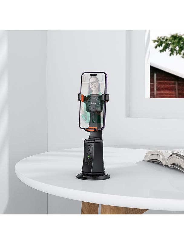 Uchwyt na telefon Hoco obrotowy 360 stopni z automatycznym śledzeniem twarzy K26 czarny