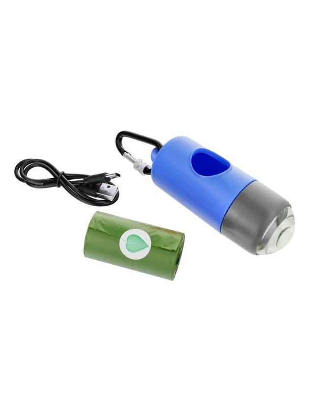 Dozownik worków na psie odchody z karabińczykiem i latarką LLFG24033 niebieski